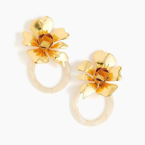 J. Crew Jewelry - New J.CREW Flower Tortoise Door Knocker Earrings
